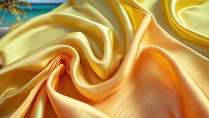 Poster - Premium fabric texture in orange and yellow for a tropical vacation poster