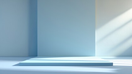 Poster - Subtle light blue presentation background for products enhanced by beautiful light and shadow.