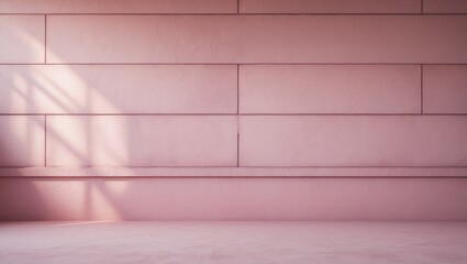 Poster - Studio background featuring an empty pink cement wall texture pattern.