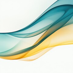 Poster - Abstract artwork featuring flowing teal and golden curves on a clean white background creating a modern and dynamic visual experience
