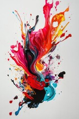 Aufkleber - Vibrant Acrylic Paint Splatter on White Canvas Background Abstract Expressionism Artistic Creation