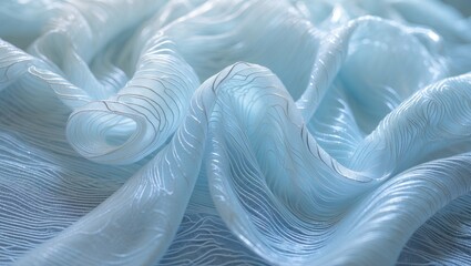 Poster - Faded brilliance of a translucent lace textile in light blue tones. The elaborate and delicate design is suitable for classy projects, presenting a soft and stylish visual charm.