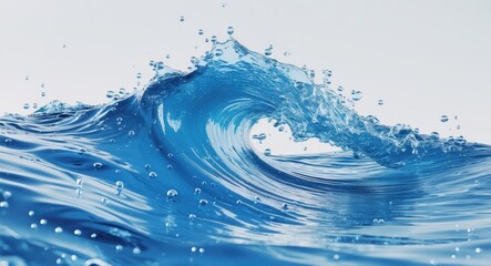 Poster - Isolated wave of clean blue water on white surface
