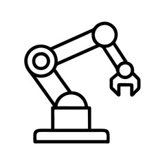 Poster - Industrial robotic arm vector illustration for automation manufacturing and engineering design needs