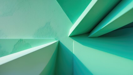 Poster - Gradient mint teal green urban wall texture. Stylish wallpaper design pattern. Unique urban background for advertising mockups. Abstract open design with minimal geometric solid colors.
