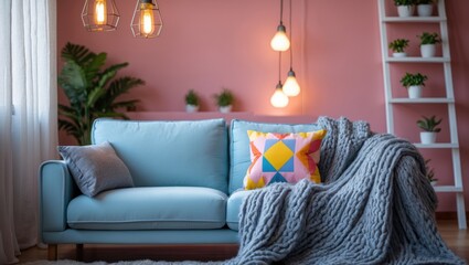 Poster - Comfortable sofa in a snug living room interior