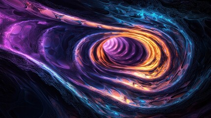 Aufkleber - Glowing fractal waves in deep cosmic hues, intricate patterns expanding infinitely, evoking a sense of mystery and wonder.