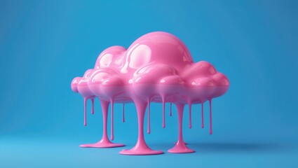 Aufkleber - Colorful paint background showcasing a vivid minimal pink cloud with drips.