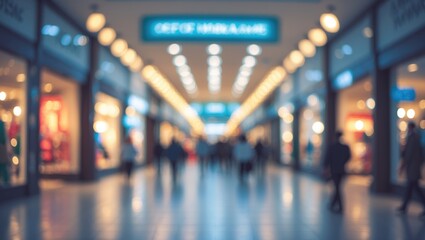 Poster - Store interior in a shopping mall with bokeh lighting