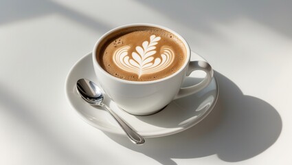 Poster - Cup of coffee placed on white surface