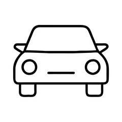 Poster - Car vehicle automobile transport automotive drive machine travel front view line drawing icon vector graphic