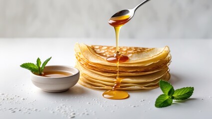 Poster - Honey and Mint Leaf Crepes