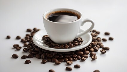 Poster - White background with an isolated coffee cup