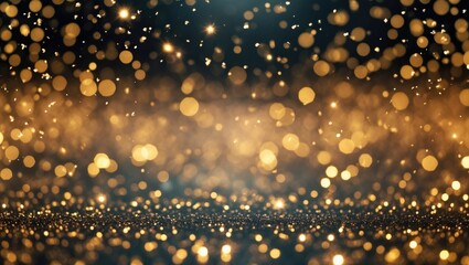Poster - background of glittery vintage lights. gold and black. out of focus