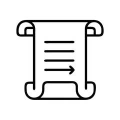 Poster - Scroll document vector icon for web design and mobile apps featuring text and arrow for direction guide