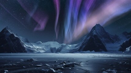 Wall Mural - Antarctica Aurora Night Odyssey Time Lapse Tilt Down Generative AI