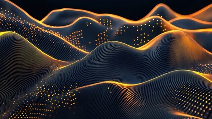 Poster - Intricate golden geometric lines forming a mesmerizing abstract background, dark contrast for a premium and modern aesthetic.