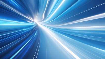 Poster - computer-generated image of blue light with stripes quickly traversing the background