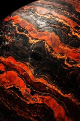 Poster - Striking Close Up of Red and Black Banded Iron Formation Rock Texture with Swirling Patterns and Geological Detail