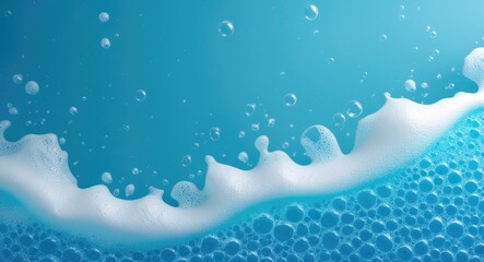 Poster - Abstract textured blue foam from wet soap bubbles on a blue surface. Divided frame.