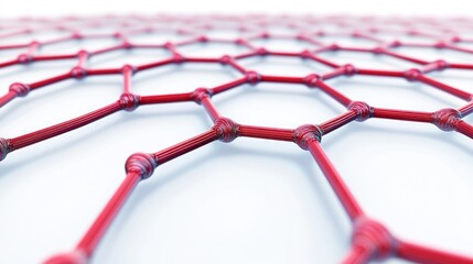 Poster - Red structural molecular representation with hexagonal geometric configuration details