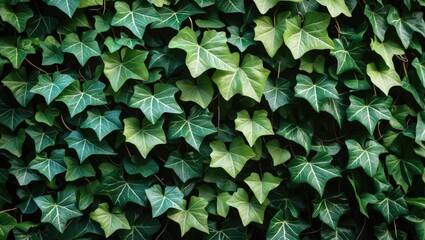 Aufkleber - Wall Hedge of Green Ivy Leaves