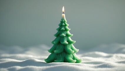 Aufkleber - Christmas tree candle in green color set against a white backdrop