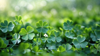 Aufkleber - Green Background Featuring a Clover Leaf Field