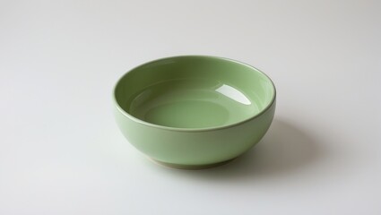 Poster - Top view of an empty bowl or cup in green ceramic isolated on white background with clipping path