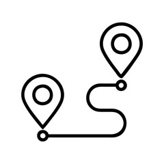 Poster - Route map direction with location pin pointer, travel destination and navigation line vector design