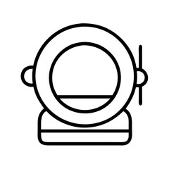 Poster - Astronaut helmet vector icon illustration, space exploration and science, outline style, isolated design