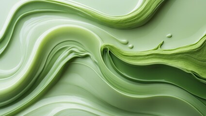 Poster - Food and drink close-up showcasing the texture of green tea matcha combined with milk.