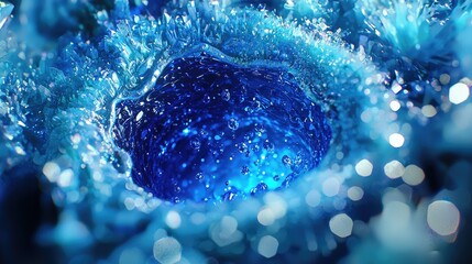 Poster - A futuristic brain scan with radiant blue energy particles, symbolizing advanced cognition