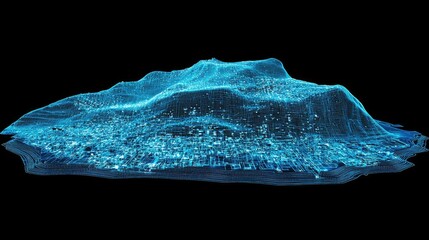 Aufkleber - A futuristic data network visualization with pulsating blue energy nodes and streaks