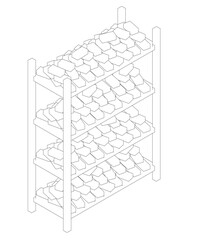 Poster - A white shelf with a lot of boxes on it. The boxes are stacked in a way that they are all the same height