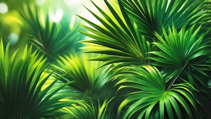 Aufkleber - Green palm leaf texture pattern background. Blank space for summer-themed graphic design.