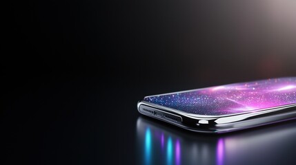 a smartphone with a purple and pink background