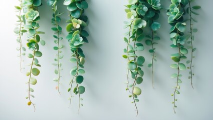 Poster - Isolated on white background, a climber plant with green succulent leaves, clipping path included.