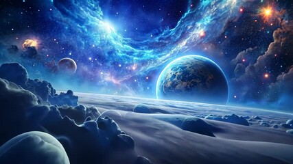 Wall Mural - Journey Across the Celestial Horizon A Cosmic Expedition Through Nebulae and Planets