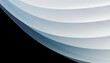© Connect Images - Abstract wavy white and gray layers over a black background in a minimalist design. Blender 3D illustration