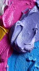 Aufkleber - Vivid Abstract Oil Paint Texture Close Up Capturing Brush Strokes and Rich Color Palette in Macro Detail for Artistic Background