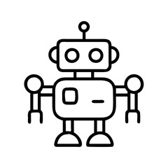 Poster - Cute simple line art robot vector illustration for kids and technology design projects and applications