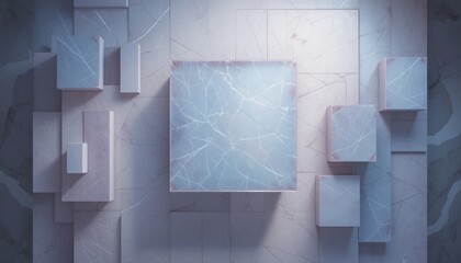 Poster - Dynamic abstract shapes modern gallery digital art minimalist environment aerial view contemporary design concept for enhanced aesthetics