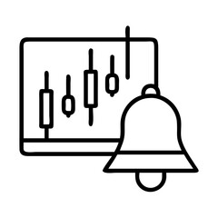 Poster - Stock market trading alert bell icon for investment notification and financial analysis signals chart 