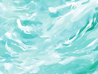 Poster - Abstract turquoise and white painting with flowing brushstrokes creating a serene artistic backdrop