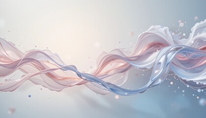Poster - Flowing abstract waves digital art soft color palette calm environment horizontal viewpoint fluid dynamics concept