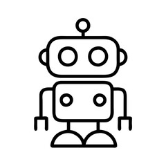 Poster - Robot outline vector illustration, cute android character design, simple ai technology icon, automation concept