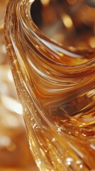 Poster - Mesmerizing amber liquid swirl abstract background with golden highlights and smooth curves for modern design