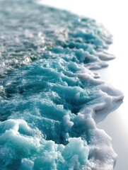 Poster - Captivating close up of turquoise ocean waves crashing against white sand beach creating a serene coastal scene