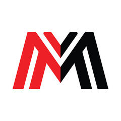 Aufkleber - This is a flat design of an initial letter M in red and black that looks bold.